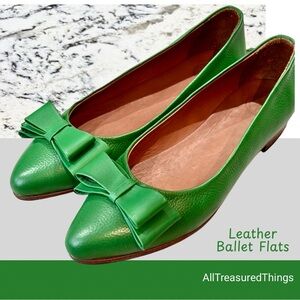 Genuine Leather Flats with Bow